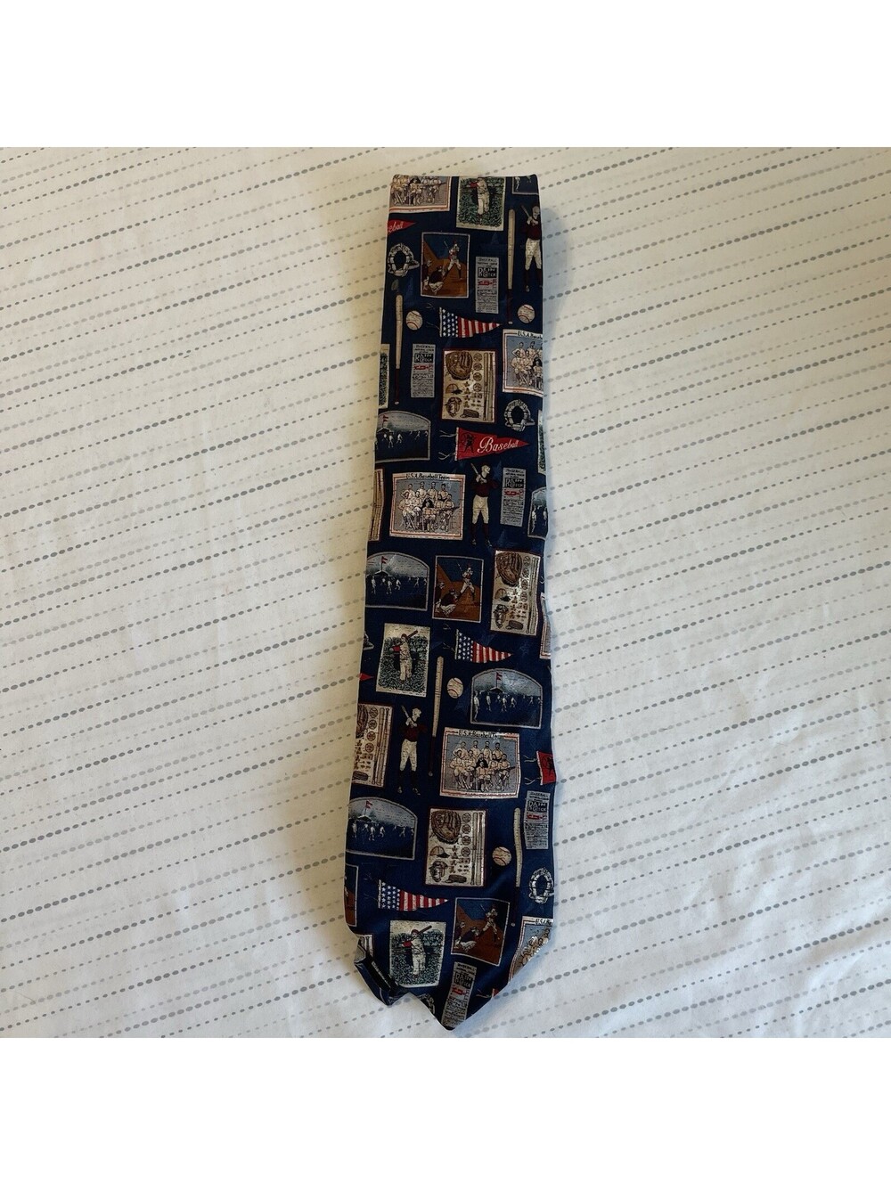 Vintage 90s Silk Tie American Series Baseball Nostalgia Cira 1910 Tango USA